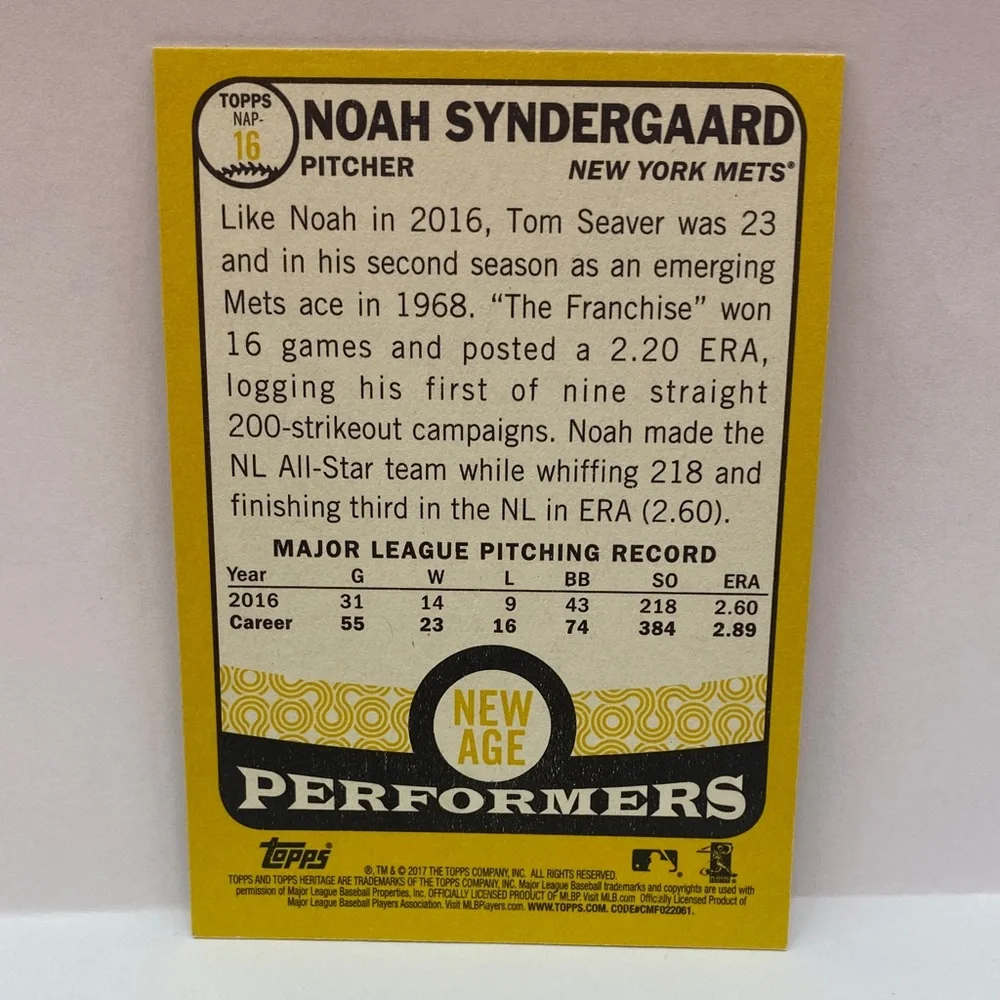 2016 Topps Heritage Noah Syndergaard Mets #16 (074)